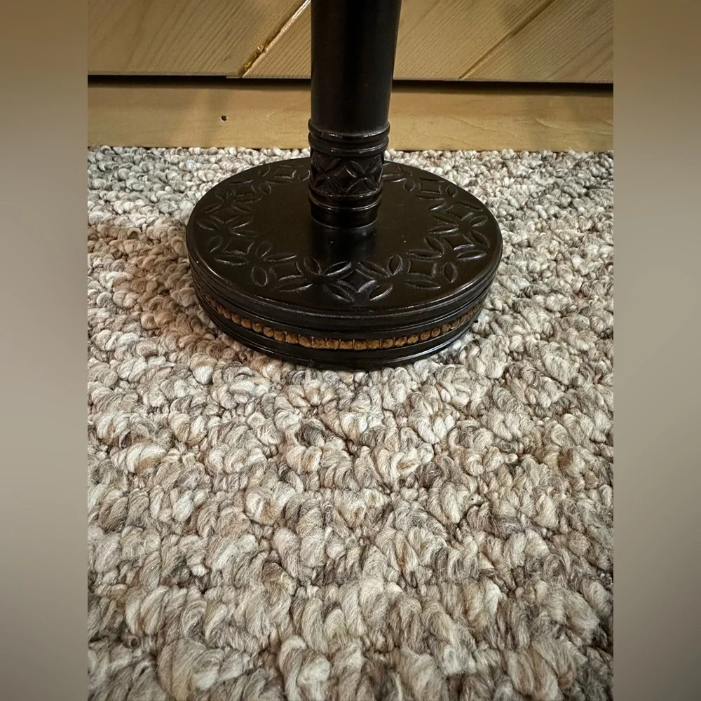 Bathroom countertop double sided magnification mirror.